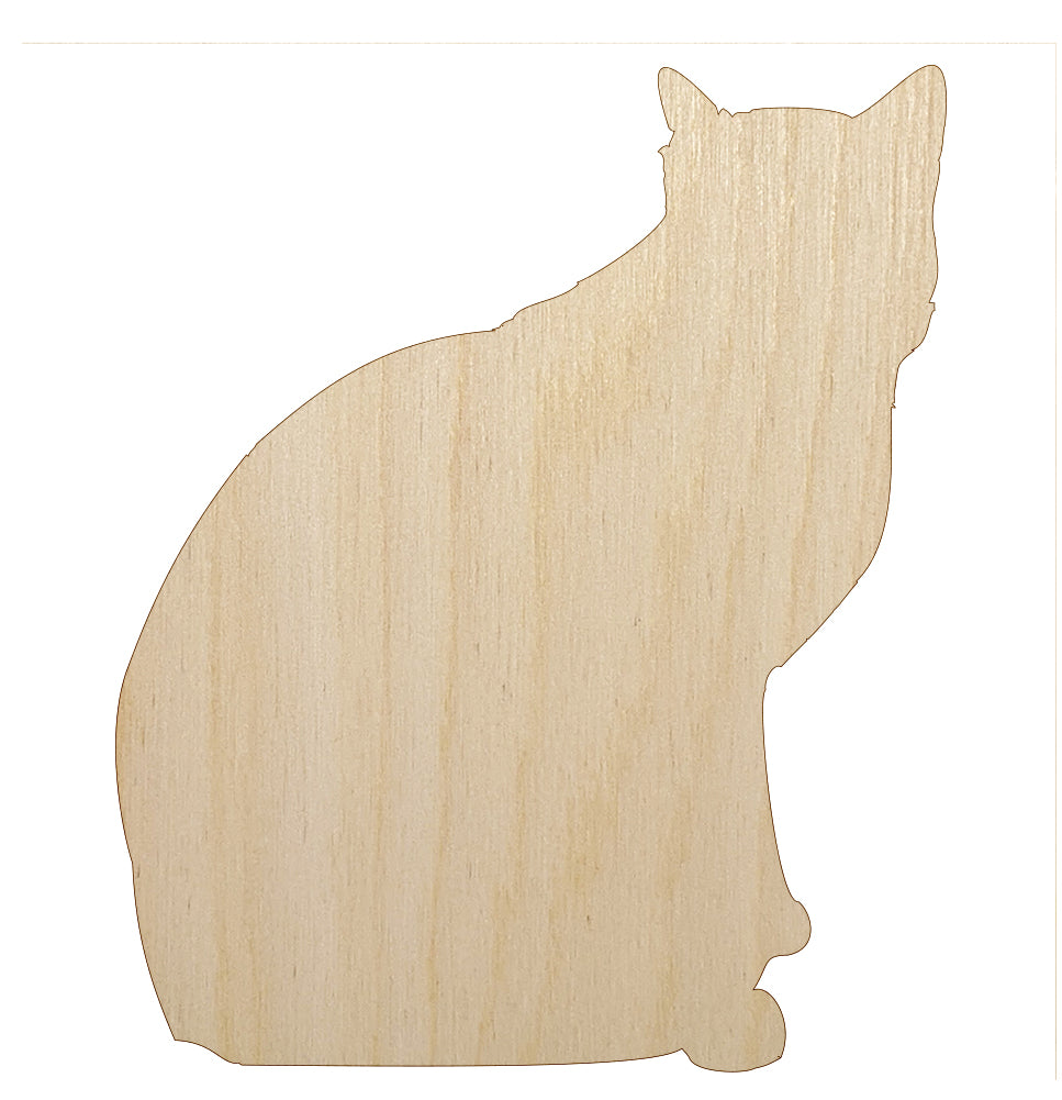 Cat Sitting Side Profile Solid Unfinished Wood Shape Piece Cutout for DIY Craft Projects