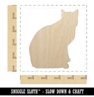 Cat Sitting Side Profile Solid Unfinished Wood Shape Piece Cutout for DIY Craft Projects