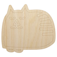 Cat Sleeping Doodle Unfinished Wood Shape Piece Cutout for DIY Craft Projects