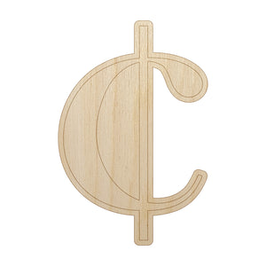 Cents Symbol Unfinished Wood Shape Piece Cutout for DIY Craft Projects