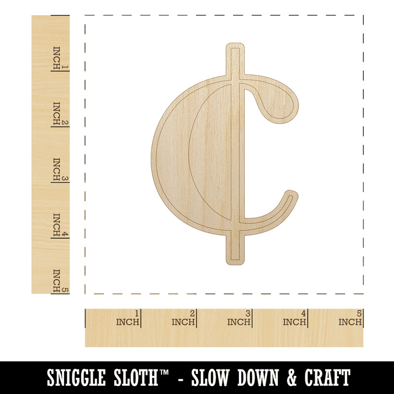 Cents Symbol Unfinished Wood Shape Piece Cutout for DIY Craft Projects