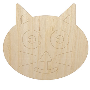 Charming Cat Face Unfinished Wood Shape Piece Cutout for DIY Craft Projects
