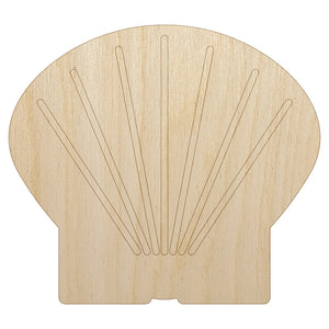 Clam Shell Unfinished Wood Shape Piece Cutout for DIY Craft Projects