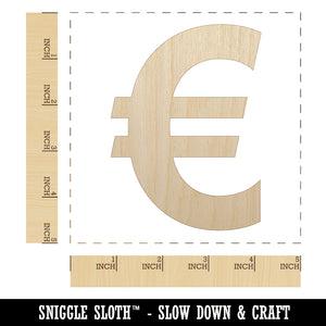 Euro Symbol Unfinished Wood Shape Piece Cutout for DIY Craft Projects