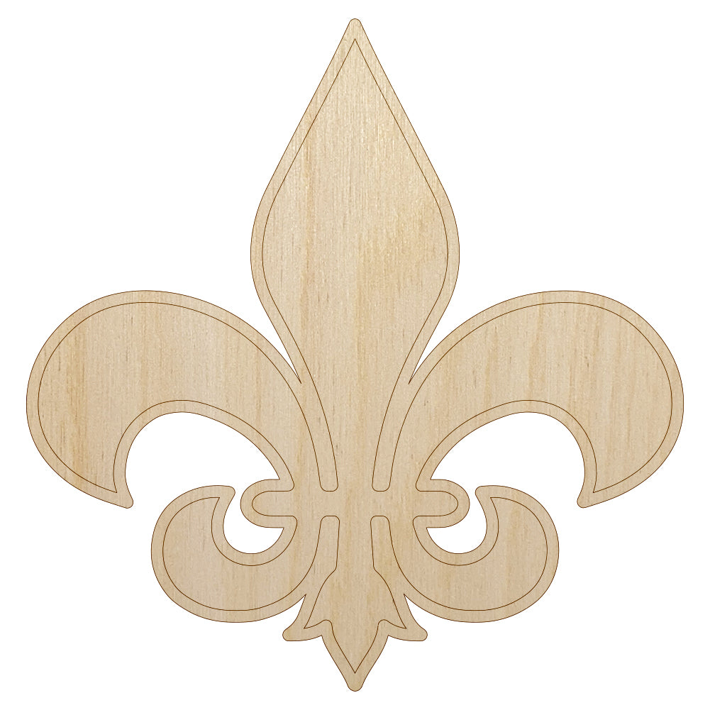 Fleur de Lis Outline Unfinished Wood Shape Piece Cutout for DIY Craft Projects