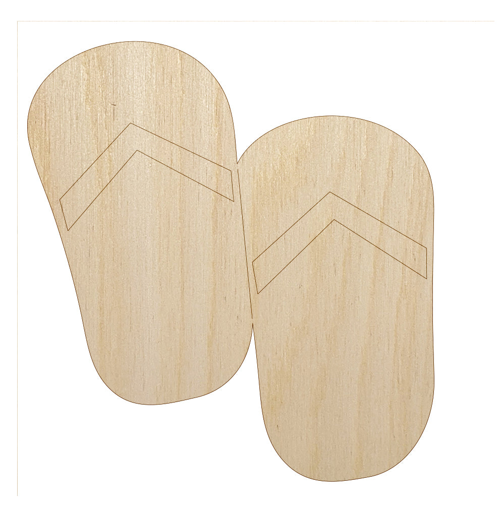 Flip Flops Summer Vacation Unfinished Wood Shape Piece Cutout for DIY Craft Projects