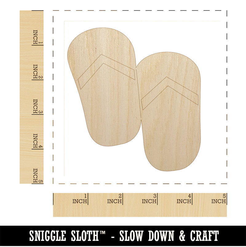 Flip Flops Summer Vacation Unfinished Wood Shape Piece Cutout for DIY Craft Projects