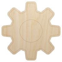 Gear Outline Unfinished Wood Shape Piece Cutout for DIY Craft Projects