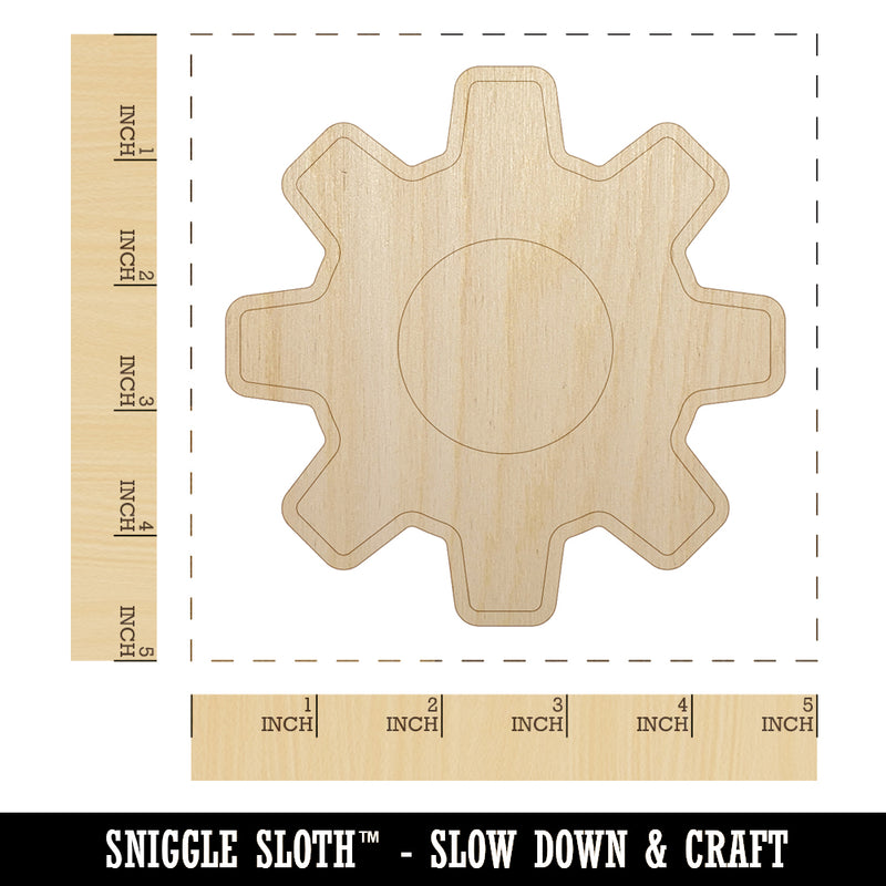 Gear Outline Unfinished Wood Shape Piece Cutout for DIY Craft Projects