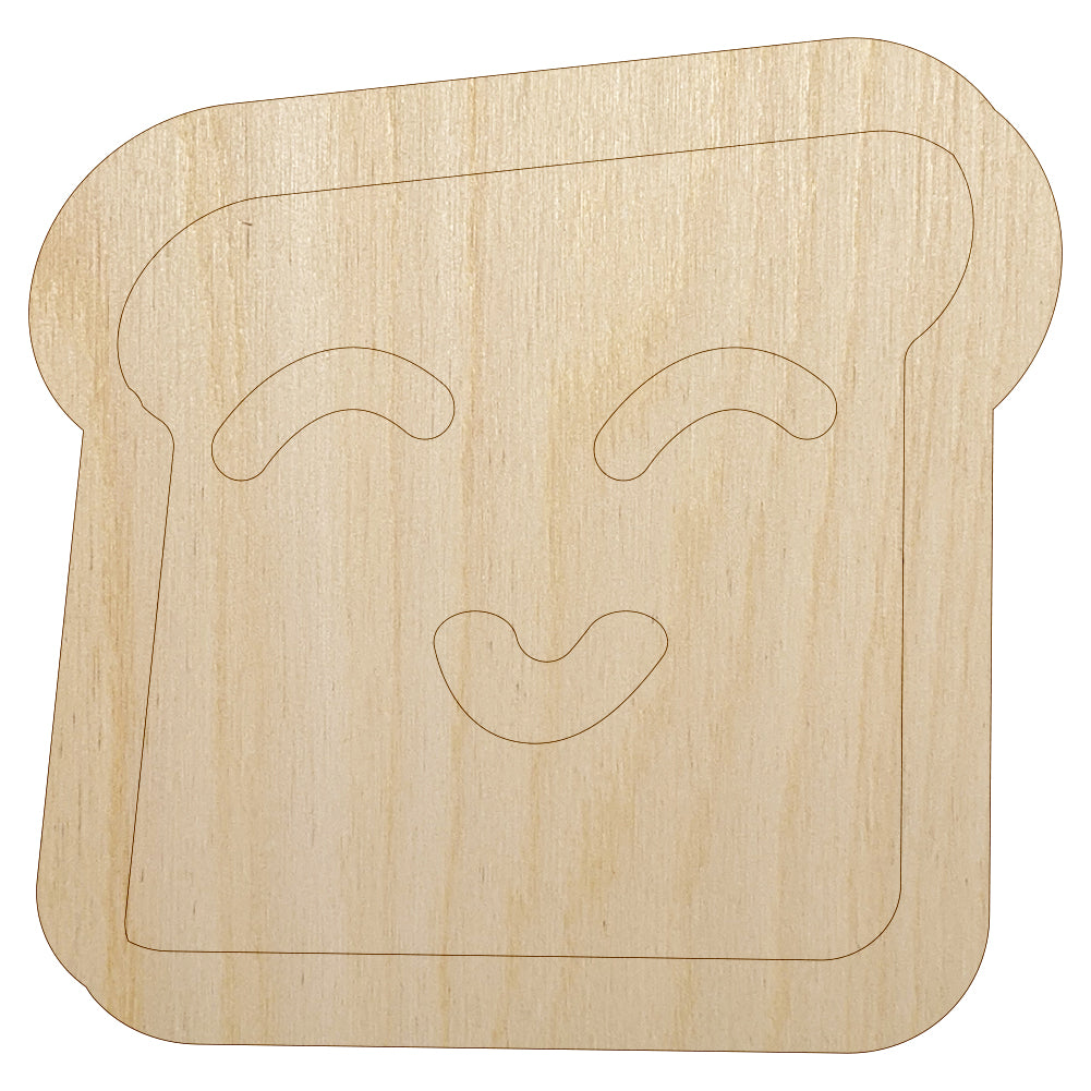 Happy Toast Kawaii Outline Unfinished Wood Shape Piece Cutout for DIY Craft Projects