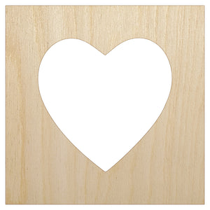 Heart In Square Box Frame Unfinished Wood Shape Piece Cutout for DIY Craft Projects