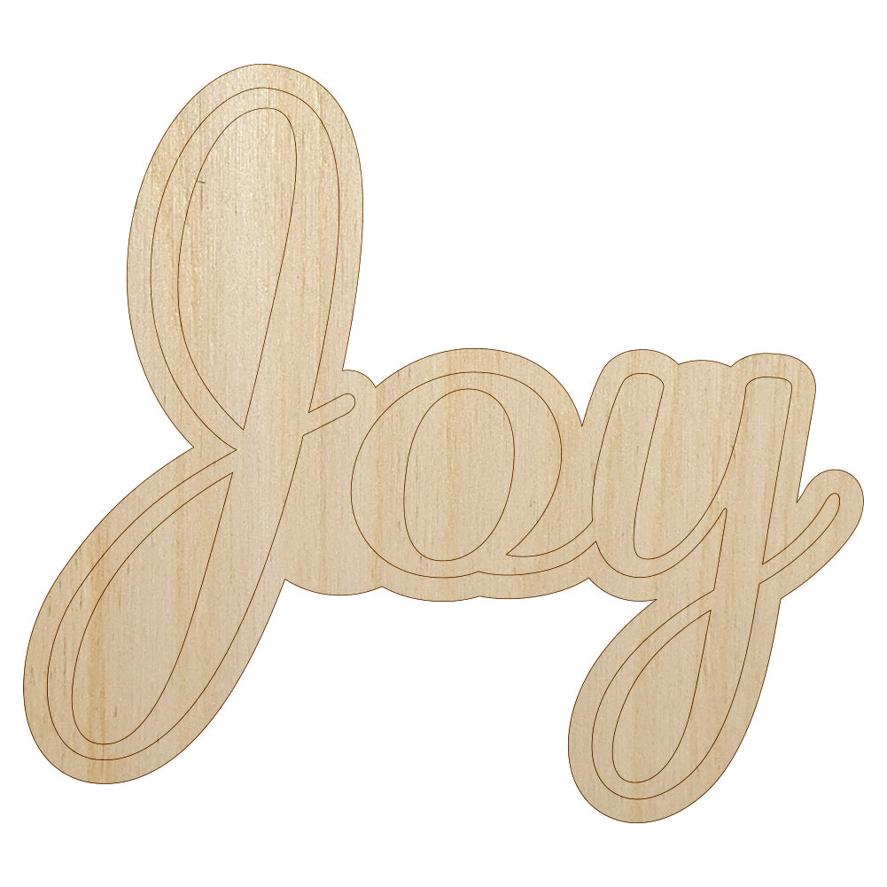 Joy Cursive Text Unfinished Wood Shape Piece Cutout for DIY Craft Projects