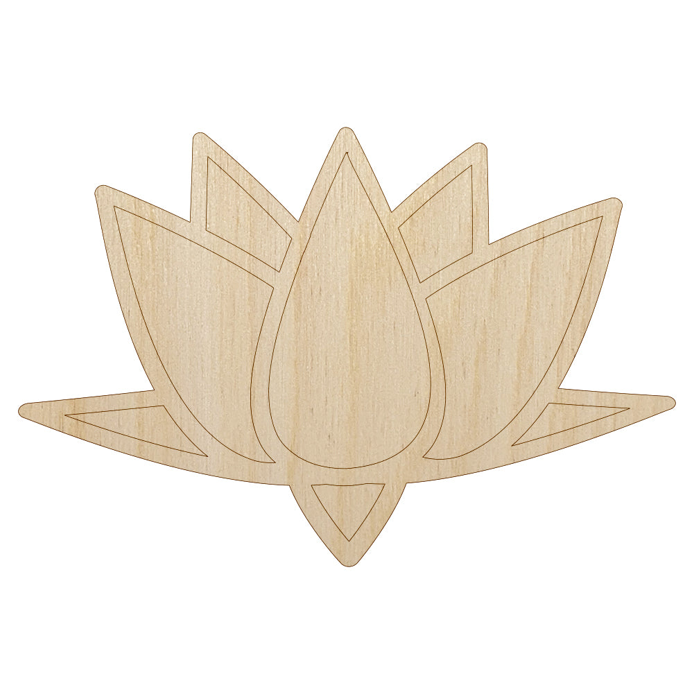Lotus Flower Outline Unfinished Wood Shape Piece Cutout for DIY Craft Projects