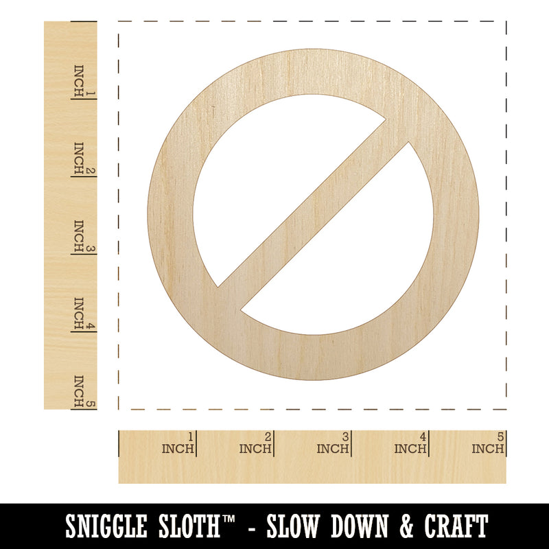 No Do Not Circle Solid Unfinished Wood Shape Piece Cutout for DIY Craft Projects