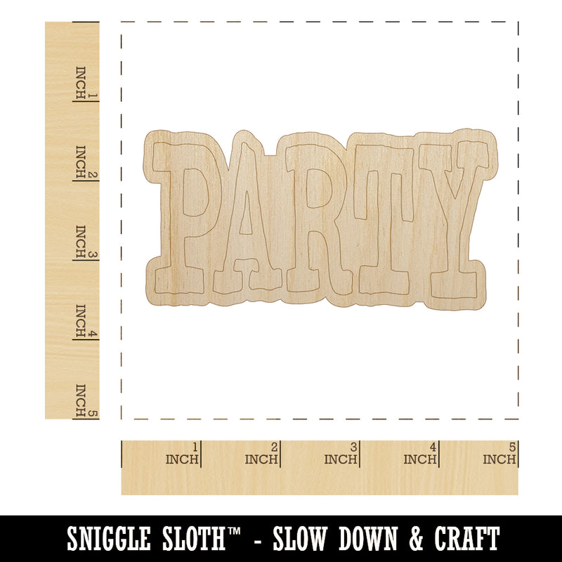Party Fun Text Unfinished Wood Shape Piece Cutout for DIY Craft Projects