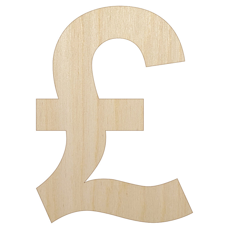 Pound Sterling Symbol United Kingdom Unfinished Wood Shape Piece Cutout for DIY Craft Projects