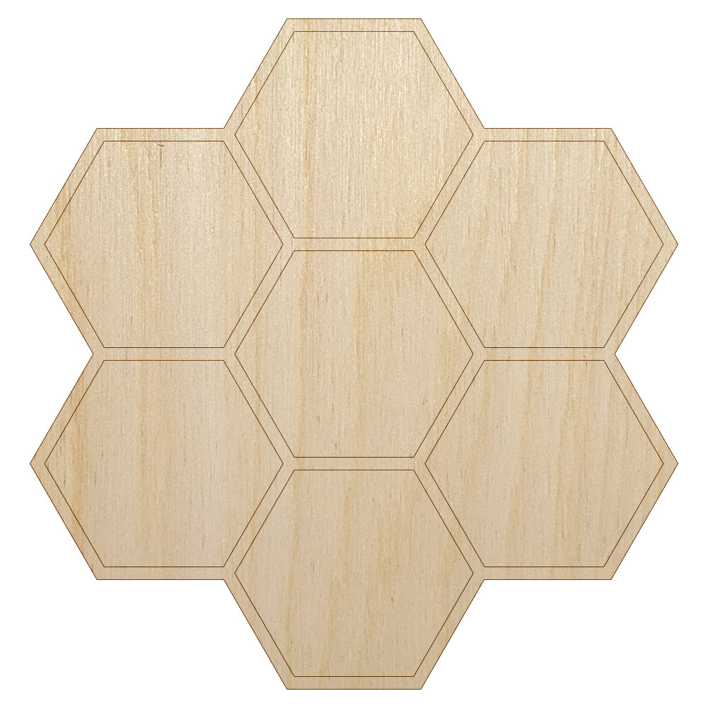 Simple Honeycomb Outline Unfinished Wood Shape Piece Cutout for DIY Craft Projects