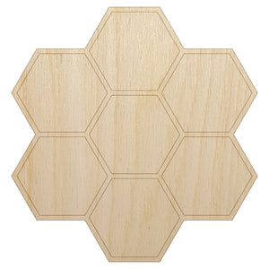 Simple Honeycomb Outline Unfinished Wood Shape Piece Cutout for DIY Craft Projects