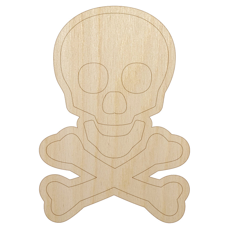Skull and Crossbones Outline Unfinished Wood Shape Piece Cutout for DIY Craft Projects
