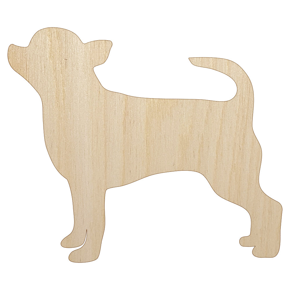 Smooth Coat Chihuahua Apple Head Dog Solid Unfinished Wood Shape Piece Cutout for DIY Craft Projects