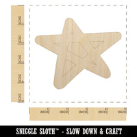 Star Doodle Unfinished Wood Shape Piece Cutout for DIY Craft Projects