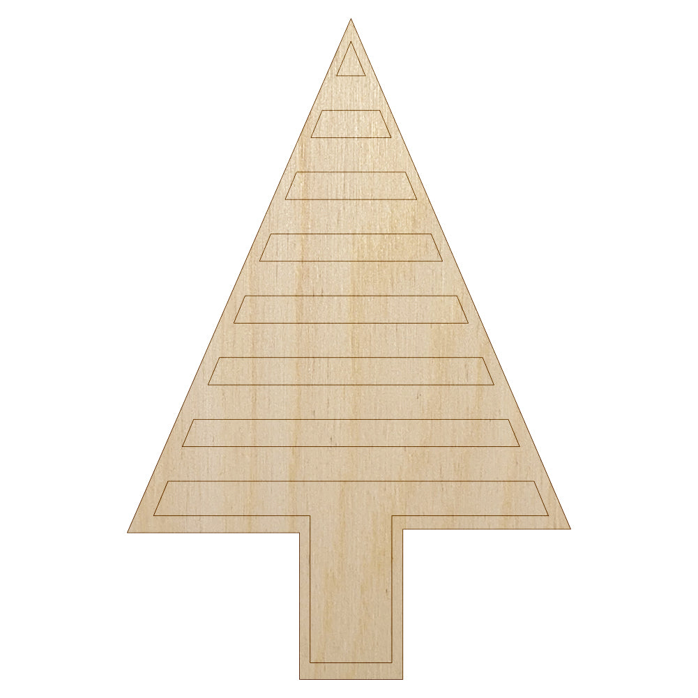 Striped Pine Woodland Tree Unfinished Wood Shape Piece Cutout for DIY Craft Projects