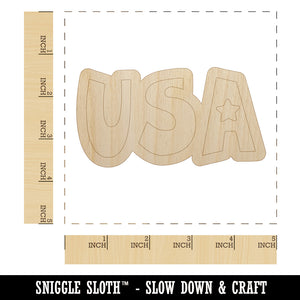 USA Fun Patriotic Text United States of America Unfinished Wood Shape Piece Cutout for DIY Craft Projects