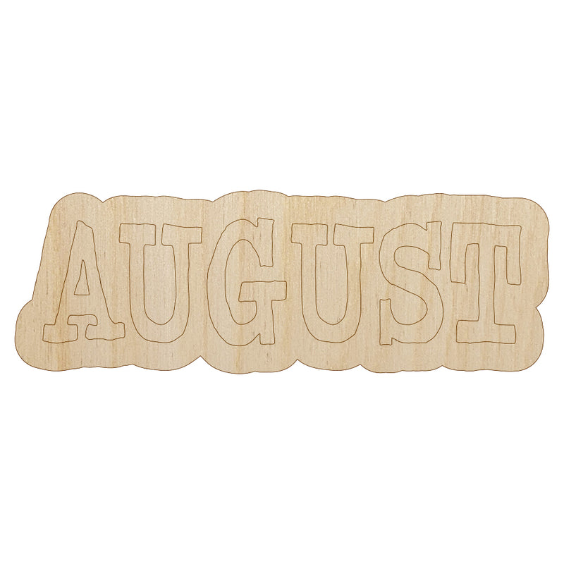 August Month Calendar Fun Text Unfinished Wood Shape Piece Cutout for DIY Craft Projects