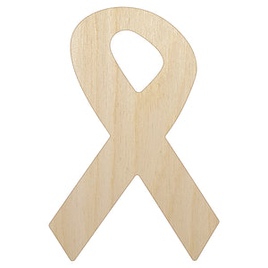 Awareness Ribbon Solid Unfinished Wood Shape Piece Cutout for DIY Craft Projects
