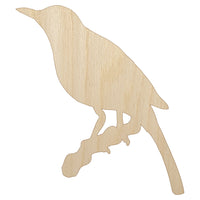 Bird on Branch Solid Unfinished Wood Shape Piece Cutout for DIY Craft Projects