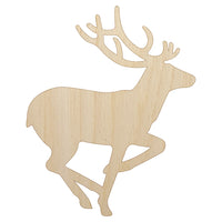 Deer Buck in Profile Solid Unfinished Wood Shape Piece Cutout for DIY Craft Projects