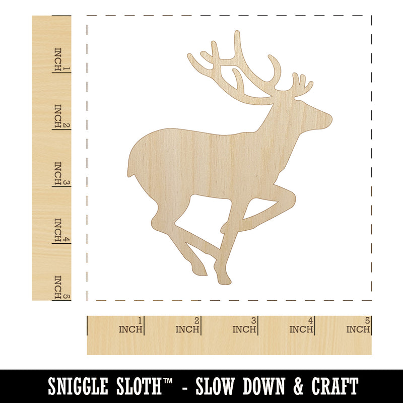 Deer Buck in Profile Solid Unfinished Wood Shape Piece Cutout for DIY Craft Projects