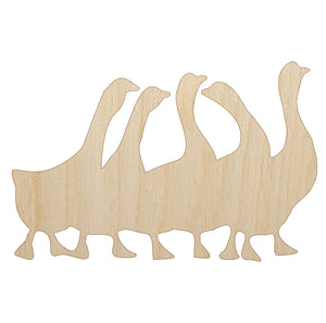 Geese Gaggle Goose Family Solid Unfinished Wood Shape Piece Cutout for DIY Craft Projects