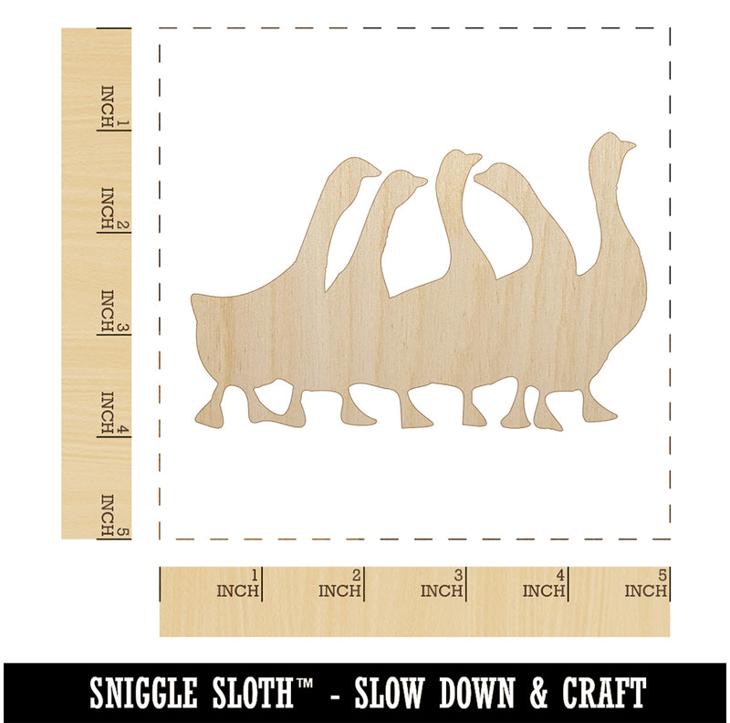 Geese Gaggle Goose Family Solid Unfinished Wood Shape Piece Cutout for DIY Craft Projects