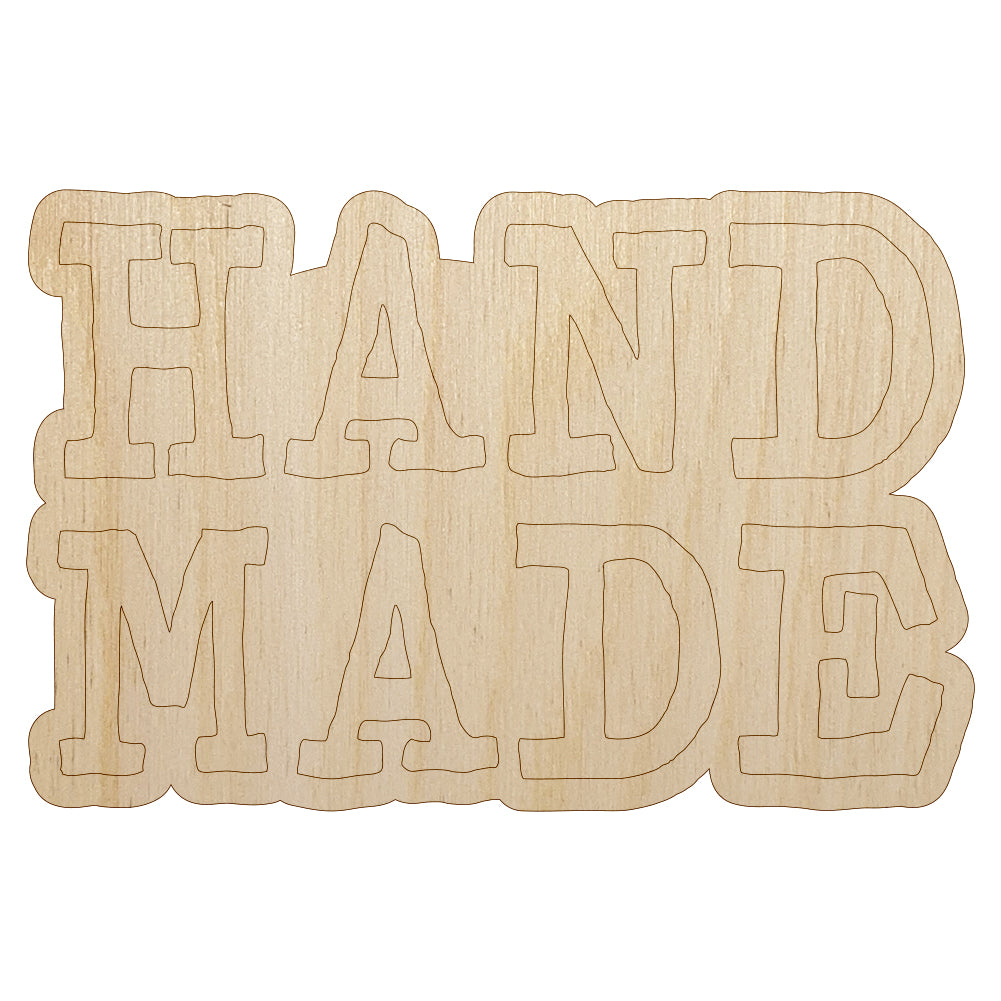 Hand Made Stacked Text Unfinished Wood Shape Piece Cutout for DIY Craft Projects
