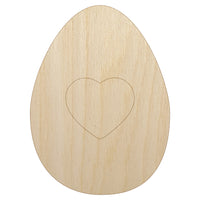 Heart in Egg Unfinished Wood Shape Piece Cutout for DIY Craft Projects