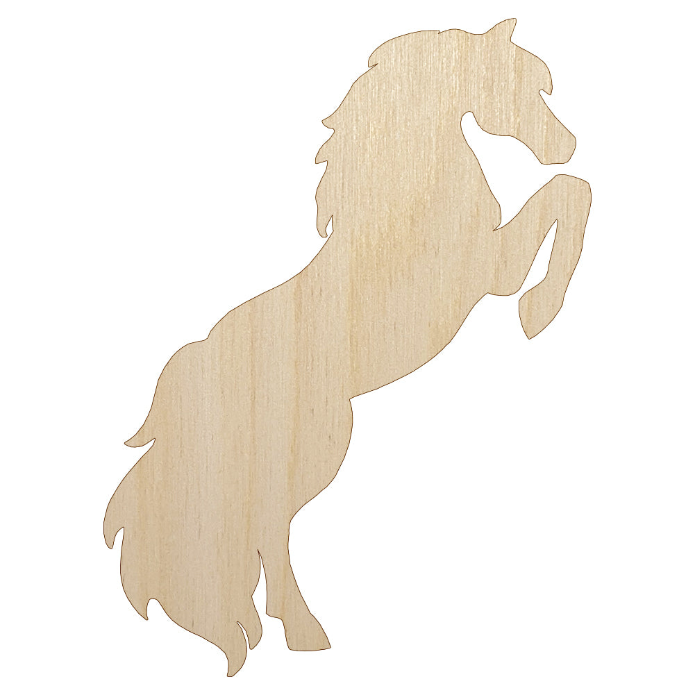 Horse Rearing on Hind Legs Solid Unfinished Wood Shape Piece Cutout for DIY Craft Projects