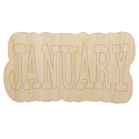 January Month Calendar Fun Text Unfinished Wood Shape Piece Cutout for DIY Craft Projects