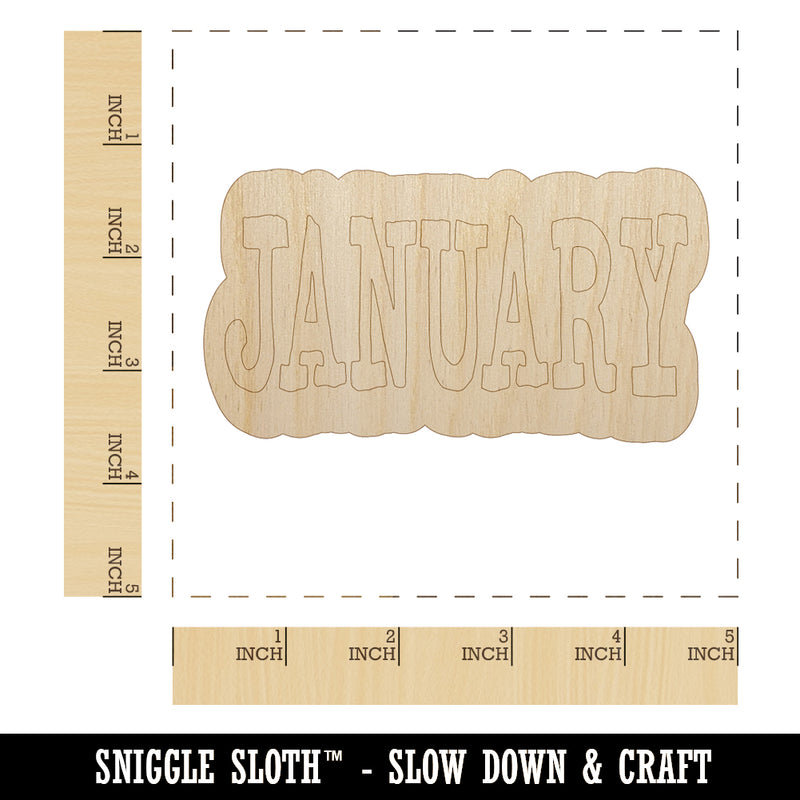 January Month Calendar Fun Text Unfinished Wood Shape Piece Cutout for DIY Craft Projects