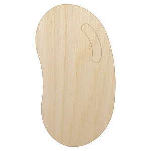 Jelly Bean Solid Unfinished Wood Shape Piece Cutout for DIY Craft Projects