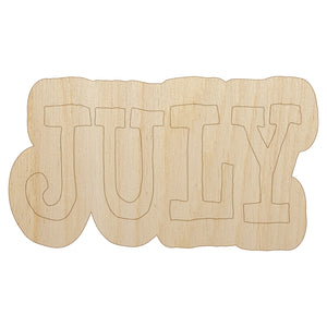 July Month Calendar Fun Text Unfinished Wood Shape Piece Cutout for DIY Craft Projects