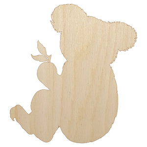 Koala with Leaves Solid Unfinished Wood Shape Piece Cutout for DIY Craft Projects