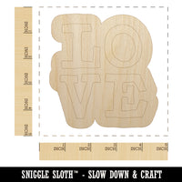 Love Text Stacked Unfinished Wood Shape Piece Cutout for DIY Craft Projects