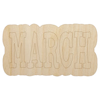 March Month Calendar Fun Text Unfinished Wood Shape Piece Cutout for DIY Craft Projects