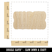 March Month Calendar Fun Text Unfinished Wood Shape Piece Cutout for DIY Craft Projects