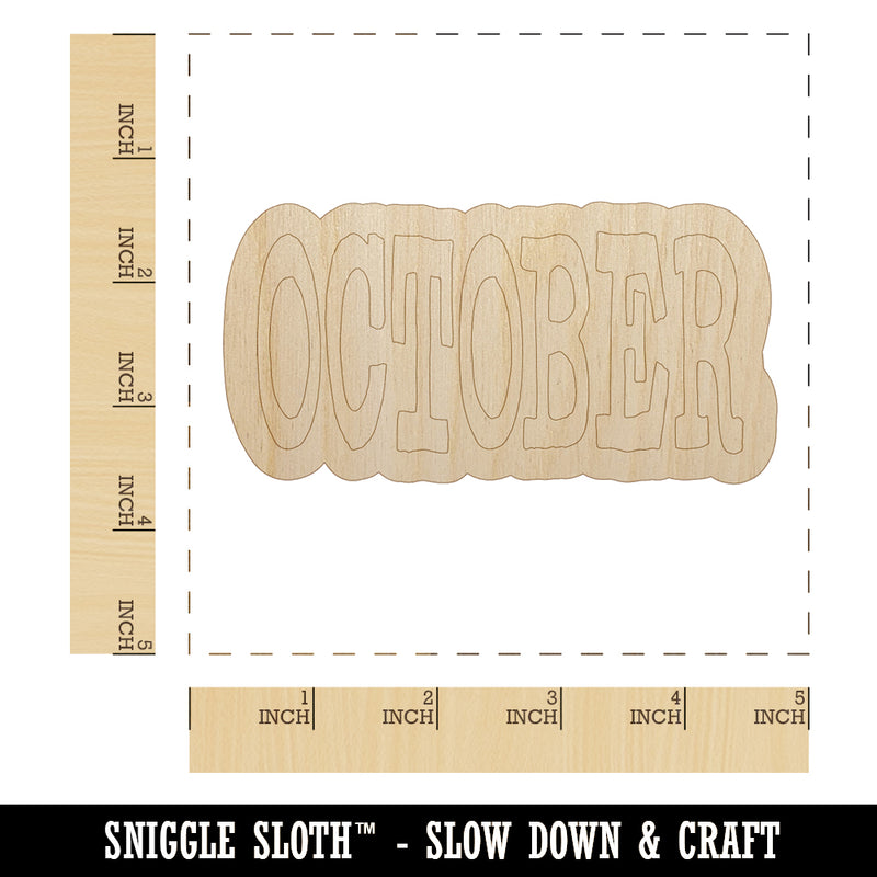 October Month Calendar Fun Text Unfinished Wood Shape Piece Cutout for DIY Craft Projects