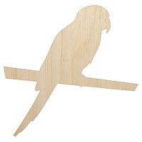 Parakeet on Branch Bird Solid Unfinished Wood Shape Piece Cutout for DIY Craft Projects