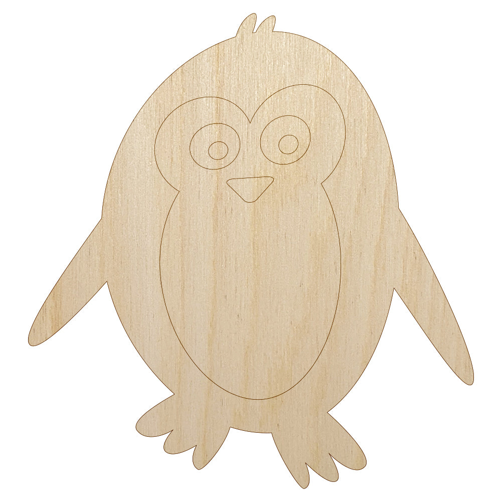 Peaky Penguin Doodle Unfinished Wood Shape Piece Cutout for DIY Craft Projects