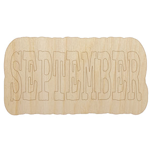 September Month Calendar Fun Text Unfinished Wood Shape Piece Cutout for DIY Craft Projects