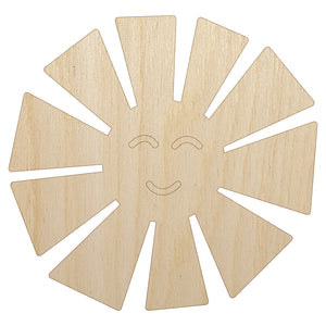 Smiling Sunshine Unfinished Wood Shape Piece Cutout for DIY Craft Projects